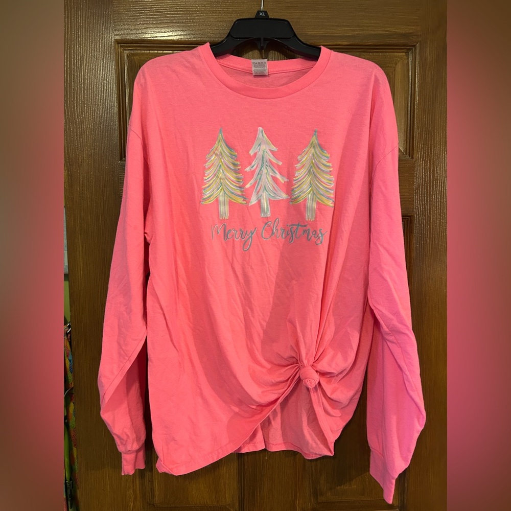 Pink Merry Christmas Long Sleeve Shirt